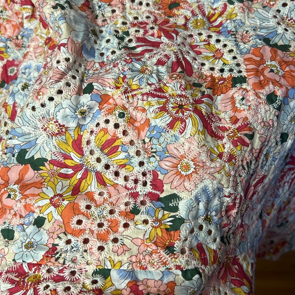 Solitaire Embroidered Eyelet Floral Top Women‎ L Pink Sleeveless Art To Wear NWT - Picture 12 of 12